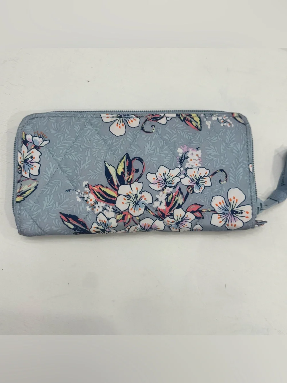 Vera Bradley Cherry Blossoms Accordion Zip Wallet | Quilted Floral Light Blue - Picture 7 of 9